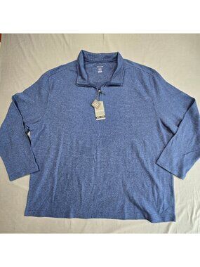 NEW Van Heusen 3XLT Pullover Long Sleeve Big & Tall Blue Half-Zip Knit Sweater